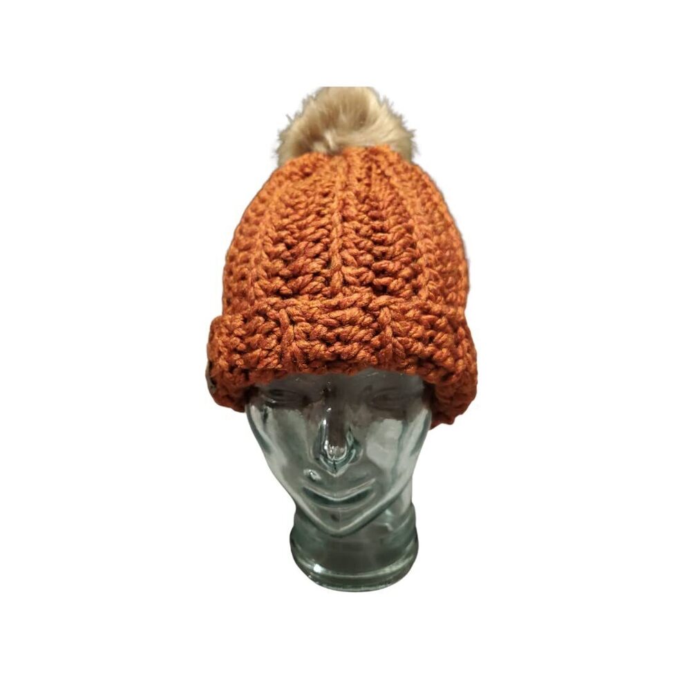 3563 Chunky Crochet Winter Hat Medium, Burgundy